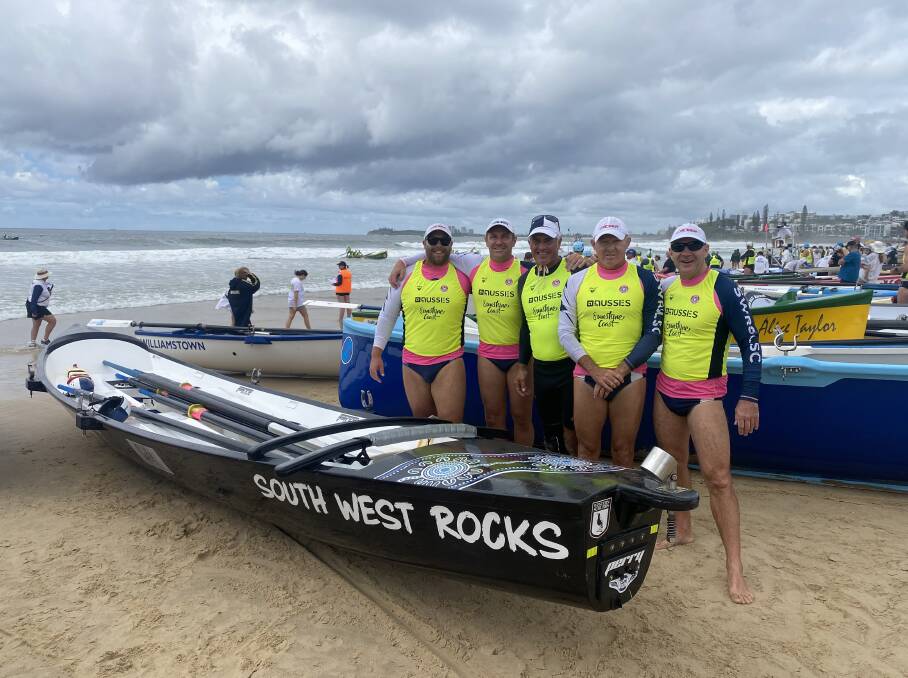 (L-R) Ben Thomas (second stroke), Chris Ward (bow), Craig Schweikert (sweep), Mark Notley (stroke) and Paul Owens (second bow) take out bronze at Aussie Titles. Picture supplied/ Brienna Elford